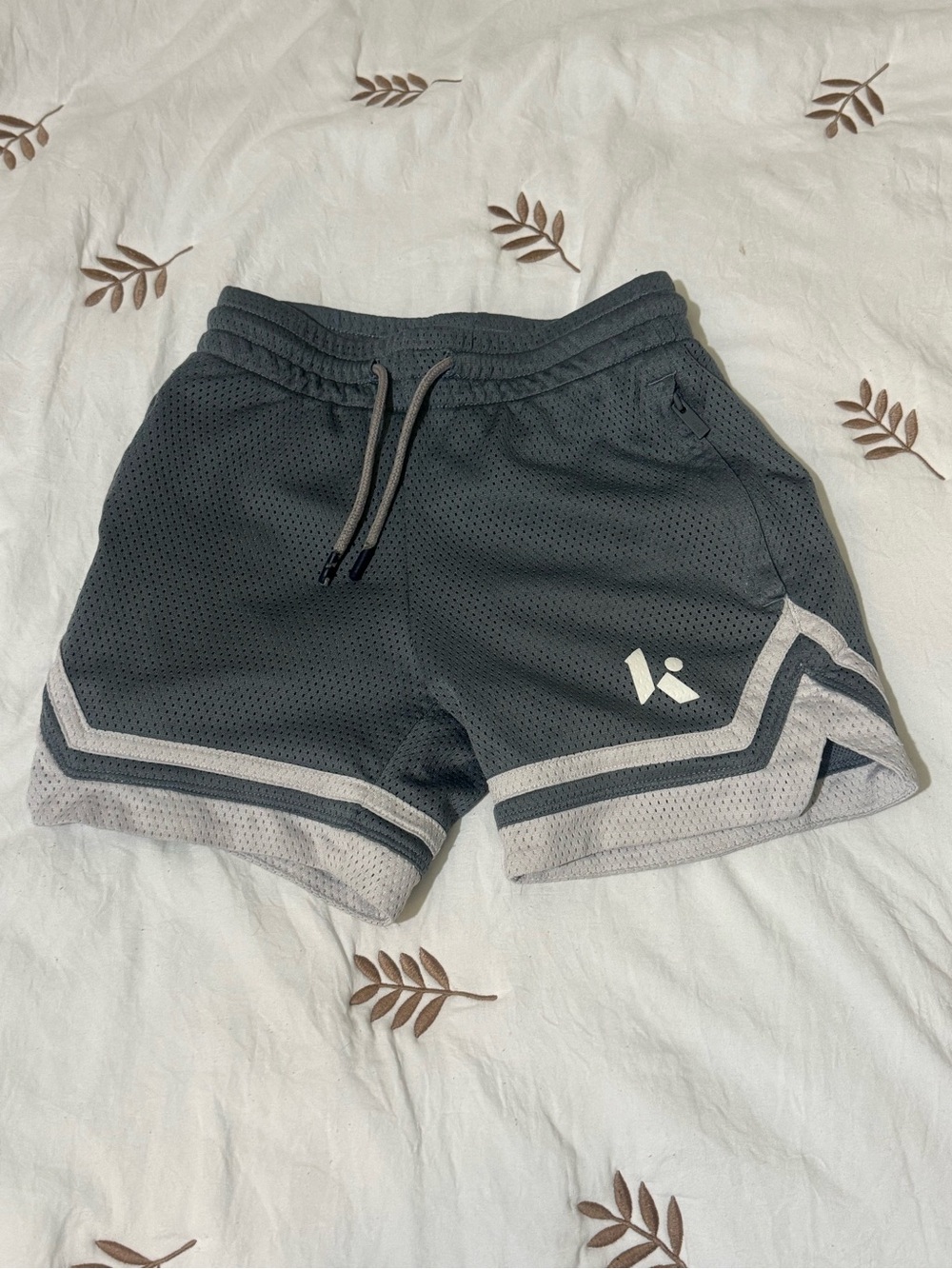 Kids Grey Athletic Mesh Shorts - Performance Drawstring